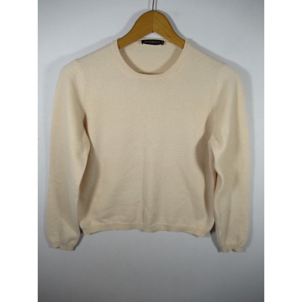 Manrico Cashmere Sweater European Size 40 Beige Pullover Made in Italy